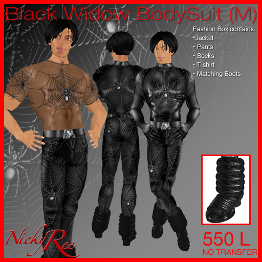 Nicky Ree Bodysuits - Black Widow Body Suit (M)