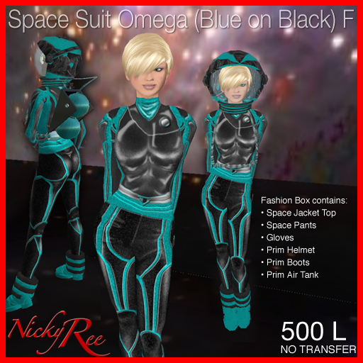 Nicky Ree Bodysuits - Space Suit Omega (Blue on Black)F