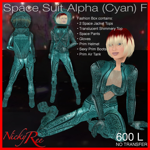 Nicky Ree Bodysuit - Space Suit Alpha (Cyan) F