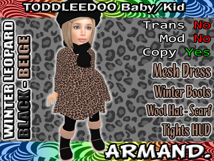 --ARMAND-- WINTER LEOPARD - BLACK-BEIGE