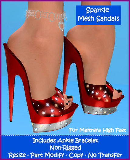 TWO TONE SPARKLE RED HIGH SANDALS - FOR MAITREYA LARA
