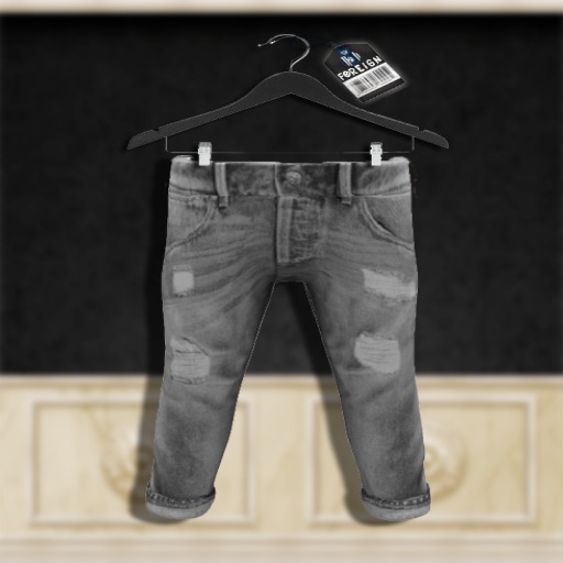 [F] 1998 Cuffed Washed Jeans [Ripped] [Grey]