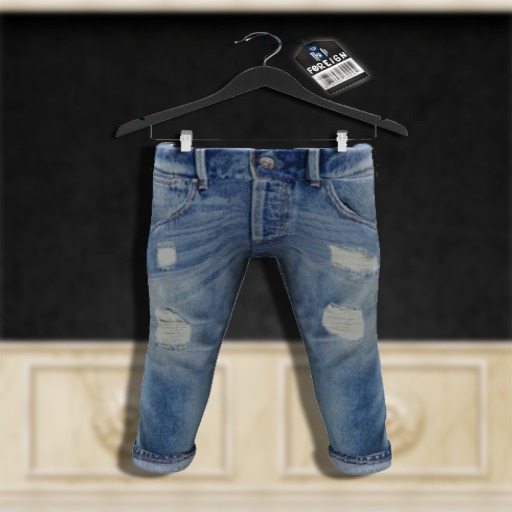 [F] 1998 Cuffed Washed Jeans [Ripped] [Blue]