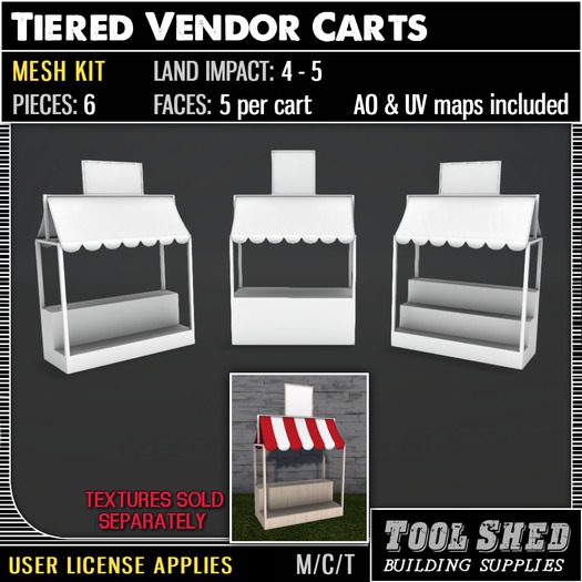Second Life Marketplace - Tool Shed - Tiered Vendor Carts Kit