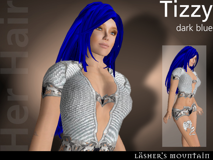 TIZZY Long Full Volume DARK BLUE HAIR 