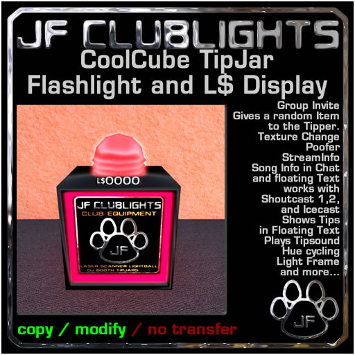 Jessis Cool Cube Tipjar w. L$ Display v1