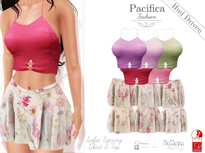 Pacifica Fashion - Sofia Spring Skirt and Top - HUD - Belleza, Maitreya, Slink