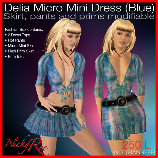 Delia Micro Mini Dress (Blue)