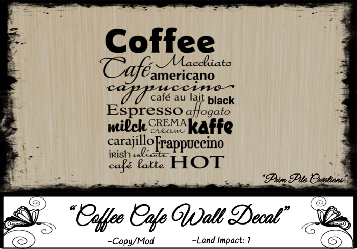 ~PPC~ Coffee Cafe Wall Decal