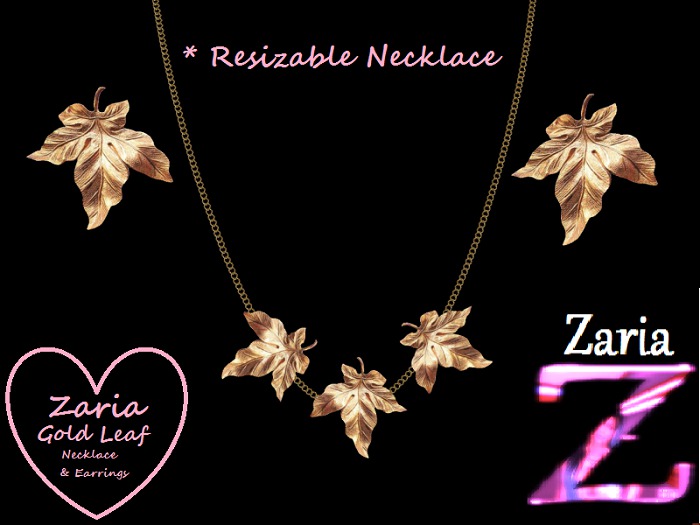 Second Life Marketplace Zaria Gold Leaf Necklace & Earrings