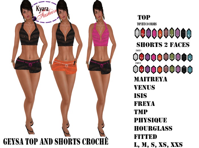 Kyarafashion Top and Shorts Croche Fitmesh Hud 10 Options