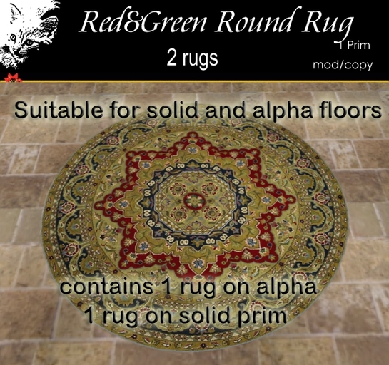 Red&Green Round Rug with & without alpha