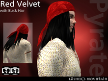 Schwarz Pyrate - Male Haar mit Crushed Velvet Red Bandana - Weiterverkaufen Bereit