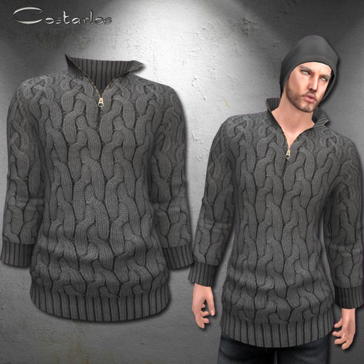Costarlos Sweater Zip cable grey