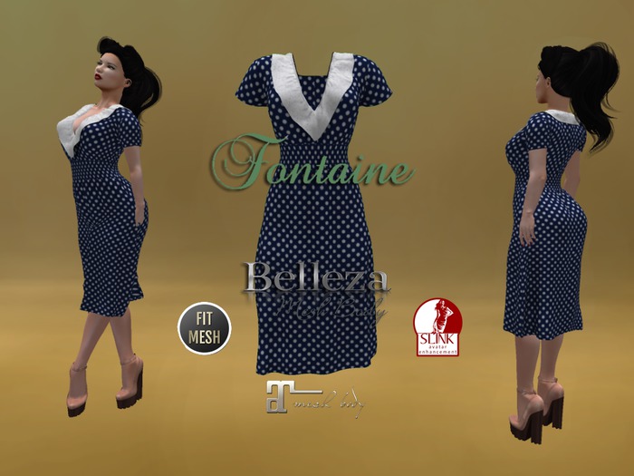 Fontaine Dress Navy Polka
