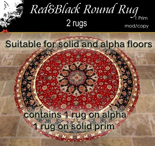 Red&Black Round Rug with & without alpha