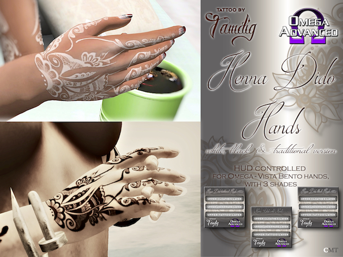 Henna Dido Hands -Tattoo by Tamdig- OMEGA FAT PACK [VISTA BENTO HANDS 3 shades]