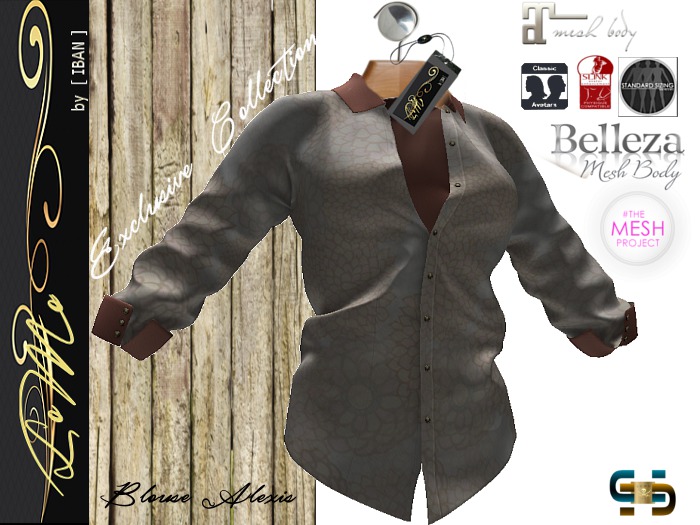 [ IBAN ] //005b MESH ALEXIS BLOUSE ROSE / BROWN