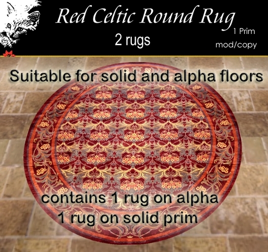 Red Celtic Round Rug with & without alpha