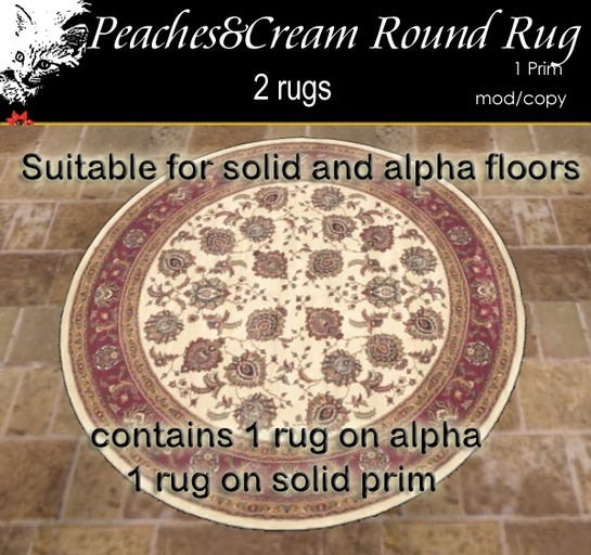 Peaches&Cream Round Rug with & without alpha
