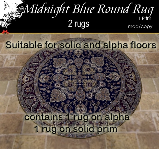 Midnight Blue Round Rug  with & without alpha
