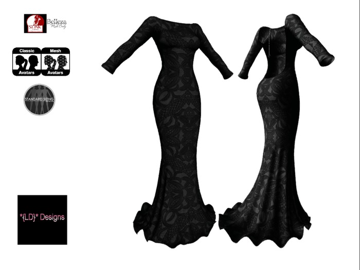 *{LD}* Jordan Gown - Black patterned