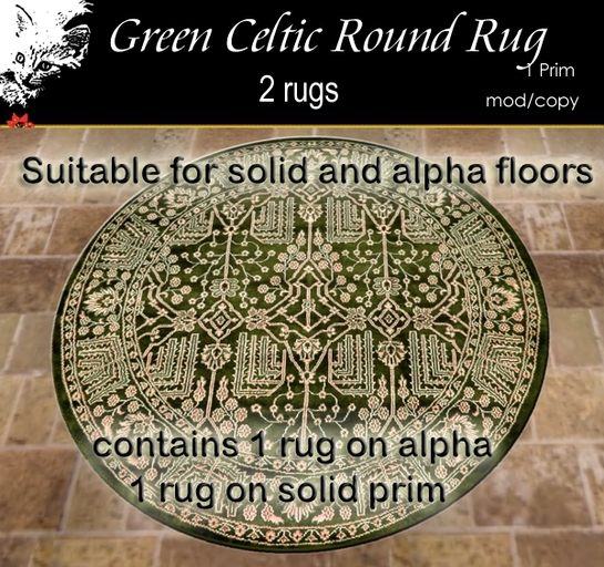 Green Celtic Round Rug  with & without alpha