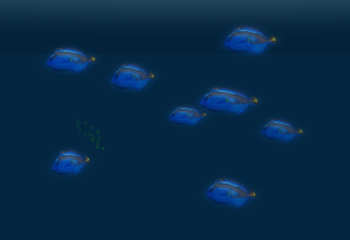 8 Tropical Fishes swimming in circle