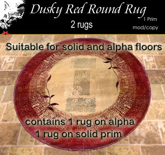Dusky Red Round Rug  with & without alpha