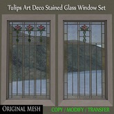 ER Tulips Art Deco Stained Glass Mesh Windows - Full Perm