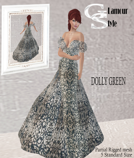 ! GS - DOLLY MESH GREEN GOWN DRESS