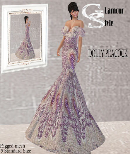! GS - DOLLY MESH PEACOCK GOWN DRESS
