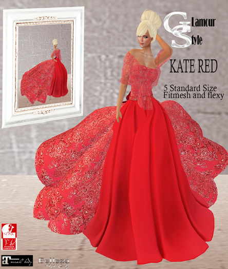 ! GS - KATE  MESH RED GOWN DRESS