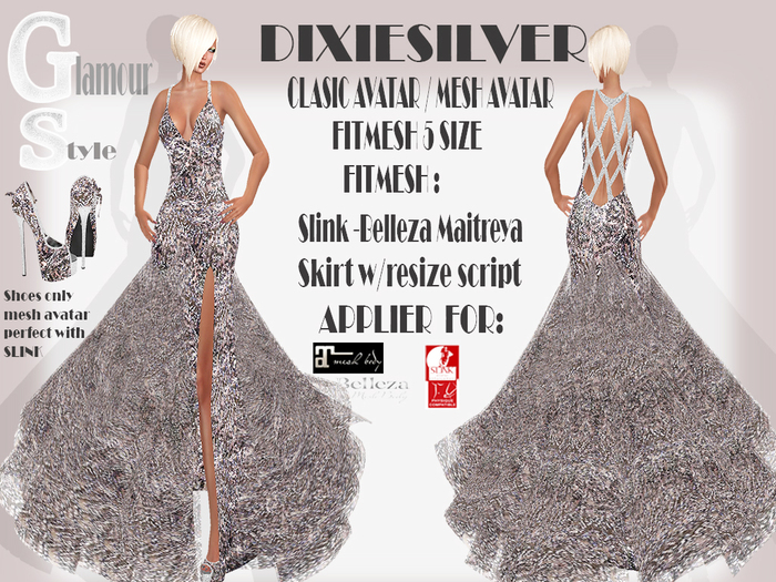 ! GS - DIXIE SILVER GOWN DRESS