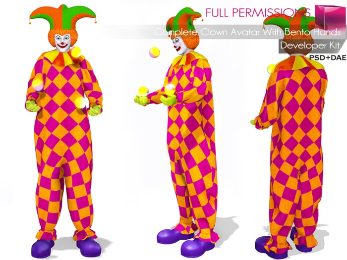 Second Life Marketplace - Full Perm Complete Clown Avatar With Bento ...