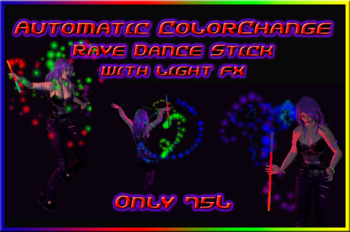 autocolor changing rainbow rave stick with particles
