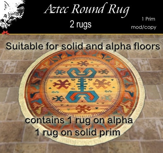Aztec Round Rug with & without alpha