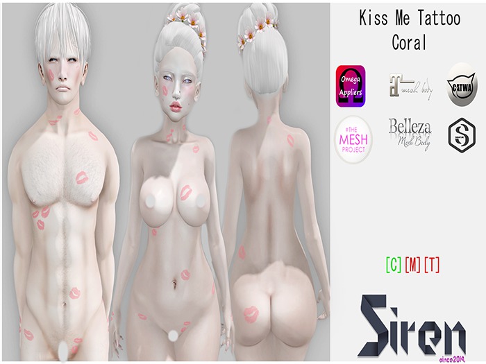 S I R E N Kiss Me Tattoo Coral 