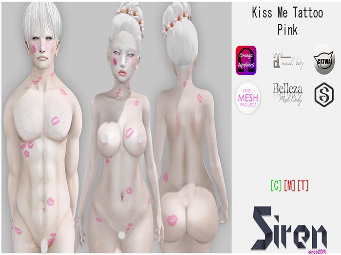 S I R E N Kiss Me Tattoo Pink 