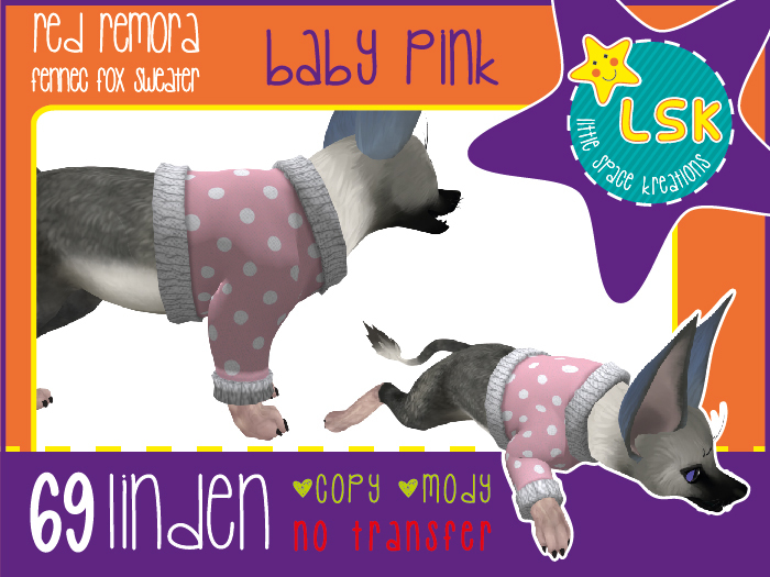 *LSK* RR Fennec Fox Sweater - Baby Pink