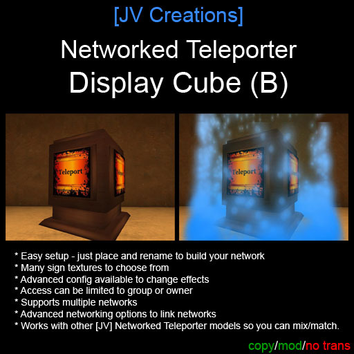 Second Life Marketplace - Display Cube (B) Networked Teleporter - Easy ...