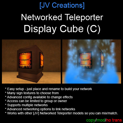 Second Life Marketplace - [JV] Networked Teleporter - Display Cube (C ...