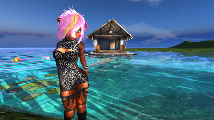 .:M&M:. Fitted Kemono Keyhole Sweater flower fishnet texture