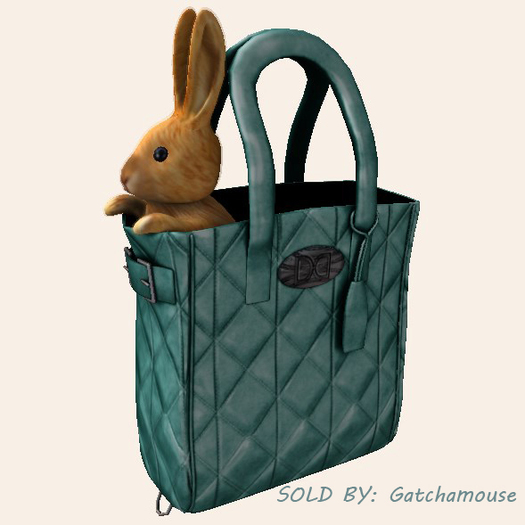 -David Heather-Stuffed Rabbit Tote/Mint
