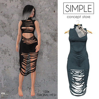 Second Life Marketplace - [SIMPLE] - concept store - Ripped Dress Blue ...