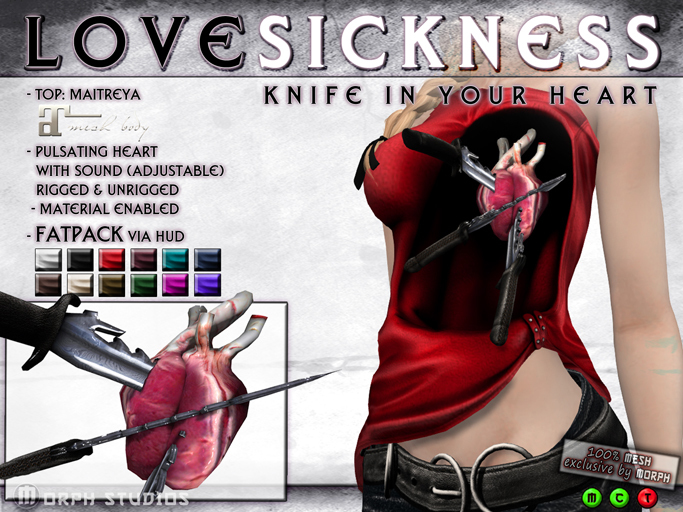 0o Love Sickness: KNIFE in my HEART, Top and Heart (Maitreya) - ALL COLORS