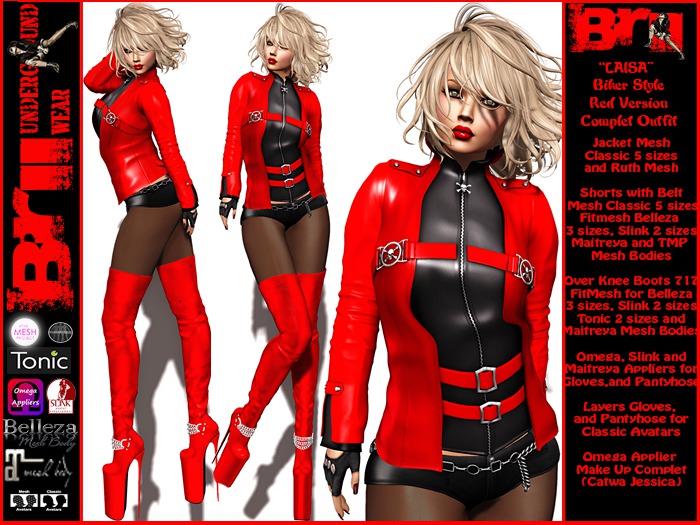 **LAISA RED VERSION BIKER STYLE COMPLET OUTFIT **