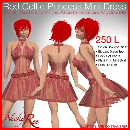 Red Celtic Princess Mini Dress