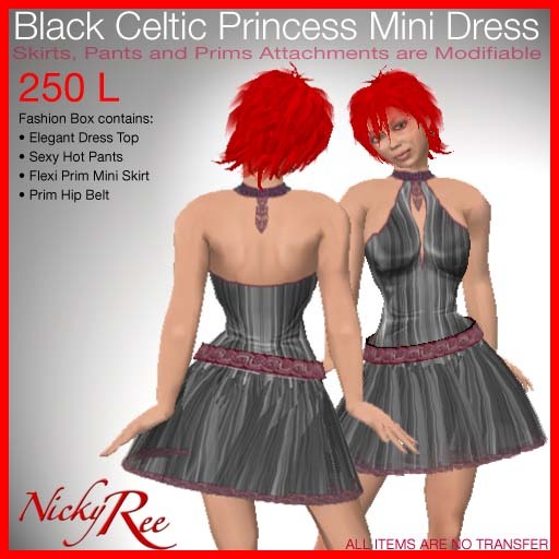 Black Celtic Princess Mini Dress