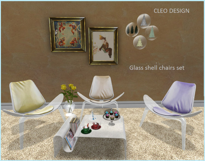 GLASS SHELL CHAIRS SET-CLEO DESIGN